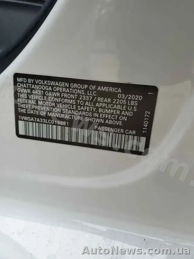 2020 Volkswagen Passat, VIN 1VWSA7A33LC019651 — фото 12 (copart)