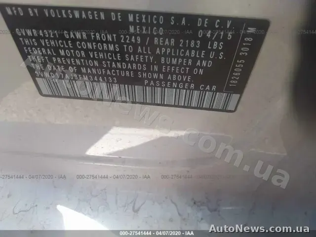 2015 Volkswagen Jetta, VIN 3VWD17AJ3FM344133, держномер КА1837ММ — фото 9 (iaai)
