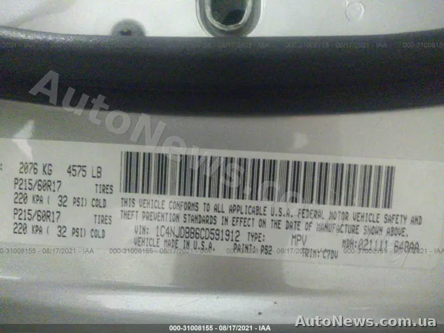 2012 Jeep Compass, VIN 1C4NJDBB6CD591912, nr rej. ВК4090ІС — zdjęcie 9 (iaai)