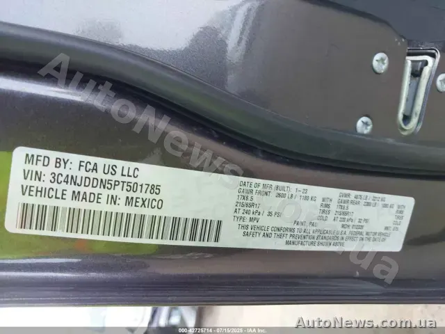 2023 Jeep Compass, VIN 3C4NJDDN5PT501785 — zdjęcie 9 (iaai)