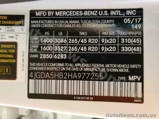2017 Mercedes-Benz G Class, VIN 4JGDA5HB2HA977255, plate АЕ0200ОІ — photo 20 (copart)