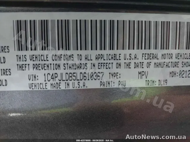 2020 Jeep Cherokee, VIN 1C4PJLDB5LD610367, nr rej. ВО4313НА — zdjęcie 9 (iaai)