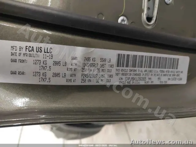 2019 Jeep Cherokee, VIN 1C4PJMBX1LD563925, nr rej. СА2272СТ — zdjęcie 9 (iaai)