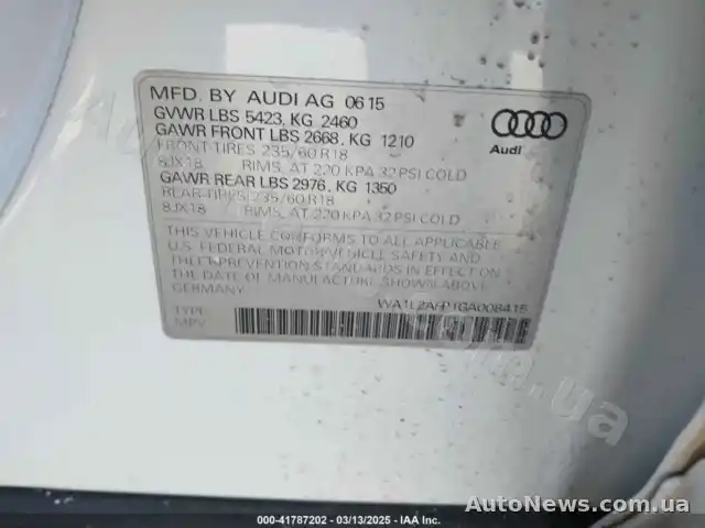 2016 Audi Q5, VIN WA1L2AFP1GA008415 — фото 8 (iaai)