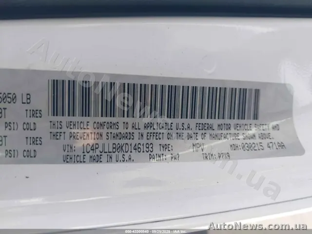 2018 Jeep Cherokee, VIN 1C4PJLLB0KD146193, держномер СА8506КО — фото 9 (iaai)