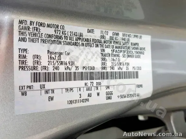 2012 Ford Focus SE, VIN 1FADP3F23DL190992, госномер ВА6463НІ — фото 10 (copart)