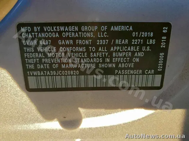 2018 Volkswagen Passat, VIN 1VWBA7A39JC020820 — фото 12 (copart)