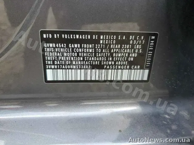 2017 Volkswagen Golf, VIN 3VWH17AU0HM533482, plate ВМ0801ЕО — photo 12 (copart)