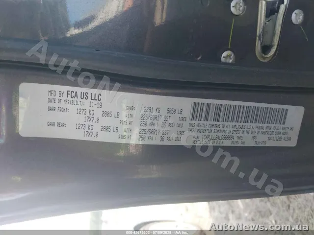2019 Jeep Cherokee, VIN 1C4PJLLB4LD568694, госномер АІ6057ТС — фото 9 (iaai)