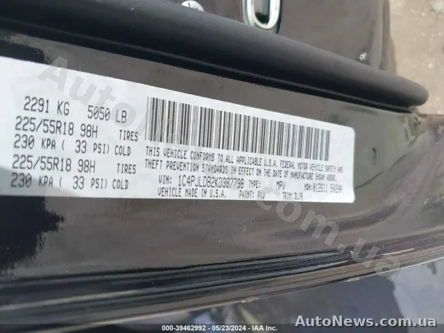 2019 Jeep Cherokee, VIN 1C4PJLDB2KD387798, nr rej. ВС2267ХВ — zdjęcie 9 (iaai)