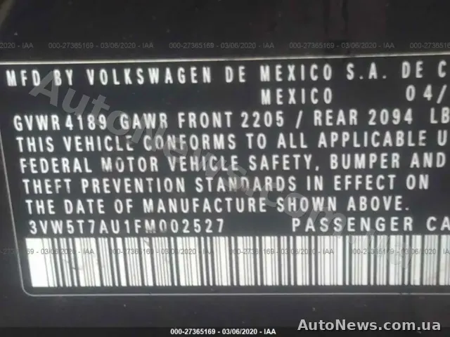 2014 Volkswagen Golf GTI, VIN 3VW5T7AU1FM002527, держномер ВМ6003ЕО — фото 9 (iaai)
