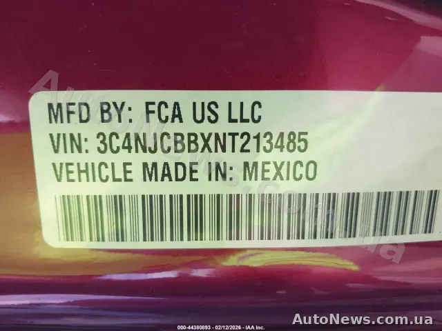 2022 Jeep Compass, VIN 3C4NJCBBXNT213485 — zdjęcie 45 (iaai)
