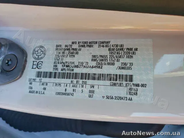 2022 Ford Escape, VIN 1FMCU9BZ7NUA64582 — фото 13 (copart)