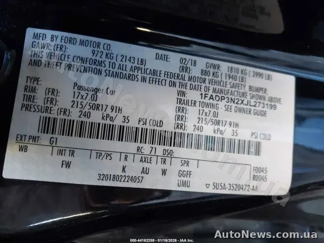 2018 Ford Focus, VIN 1FADP3N2XJL273199 — фото 9 (iaai)