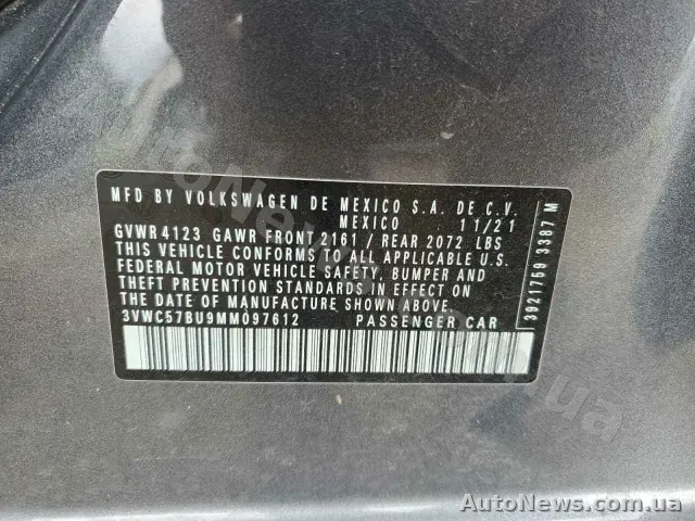 2021 Volkswagen Jetta, VIN 3VWC57BU9MM097612, держномер ВМ3926ЕН — фото 12 (copart)