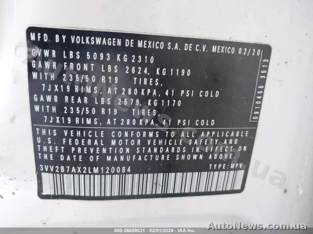 2020 Volkswagen Tiguan, VIN 3VV2B7AX2LM120084 — фото 57 (iaai)