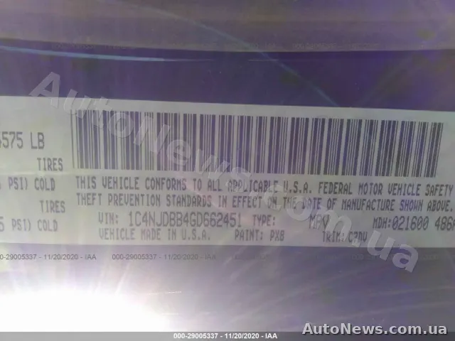 2016 Jeep Compass, VIN 1C4NJDBB4GD662451, nr rej. АІ7725ОА — zdjęcie 9 (iaai)